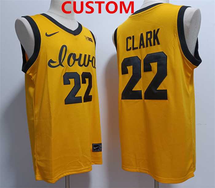 Mens Iowa Hawkeyes Custom Yellow Stitched Jersey->customized ncaa jersey->Custom Jersey